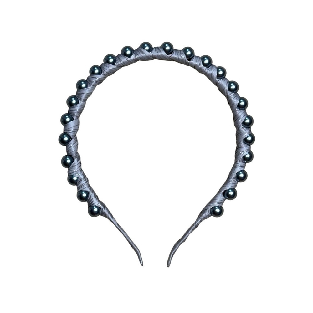 Anthropologie Silver Pearl Wrapped Ribbon Thin Headband - 1 count